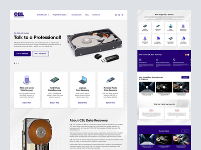 CBL Data Recovery Landing Page Design challenge concept corporate data data recovery design doctor hard disk interface landing page landingpage laptop mock up mockup recovery redesign ui usb ux website