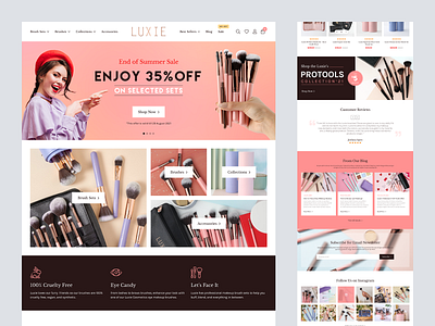 LUXIE Beauty Products Landing Page Design accessories beautiful beauty brushes ecommerce homepage landingpage luxie luxury mock up mockup modern onlinestore products shop shopify store ui ux website