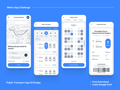 Public Transport App UI Design android app challenge concept ios metro public transport ui