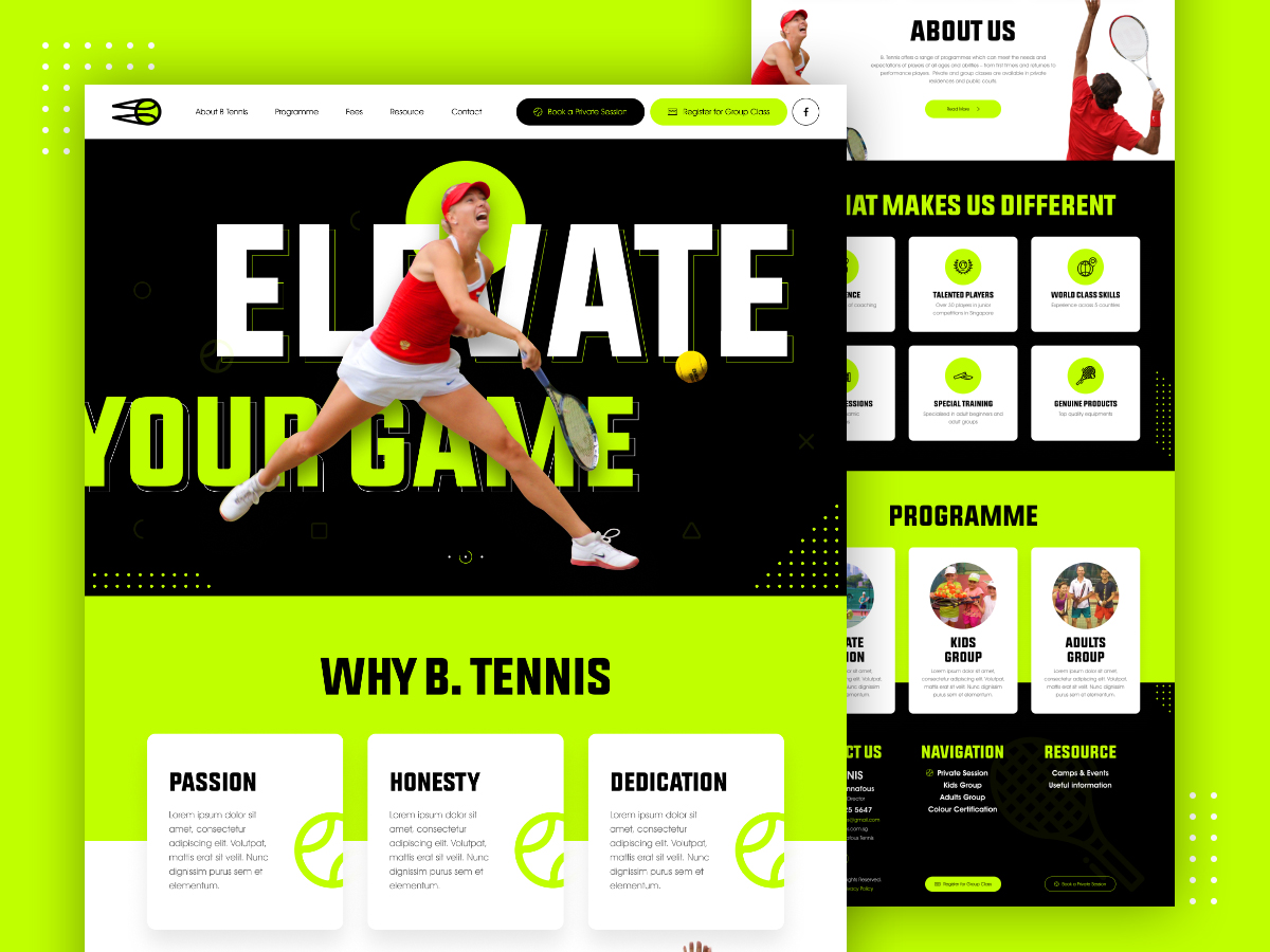 B Tennis Homepage By Deepain Jindal On Dribbble