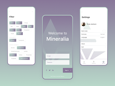 Mineralia encyclopedia figma figmadesign interaction minerals minimal mobile mobile app rocks stones ui ui ux