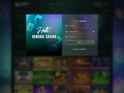 "General casino" Sign In pop up