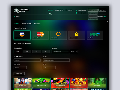 "General Casino" Deposit uiuxdesign