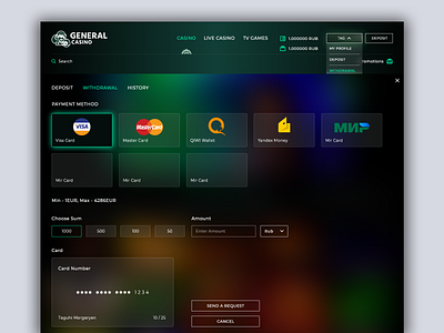 "General Casino" Withdrawal uiuxdesign