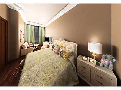 Interior Design 3dmax bedroom design render