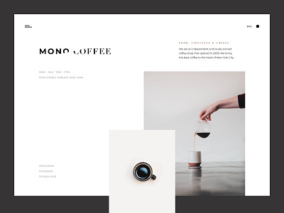 Coffee Cafe. Main page coffee design landing minimalistic ui ux web