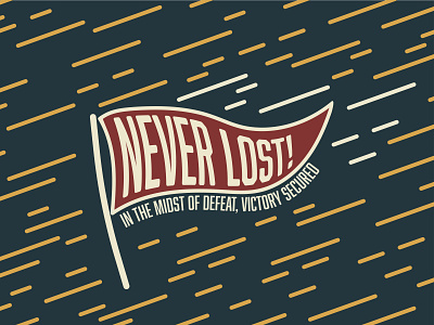 NEVER LOST! branding design illustration logo pennant flag