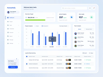 HumanHub - Dashboard & Payroll - Web App analytics app bigsur blue chart clean dashboard design hr human resources management app payroll project management ui uidesign ux uxdesign web app web design website