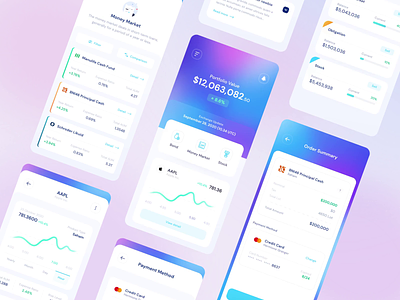 Robo Investment - UI Kit android bank bigsur design finance fintech interaction design invest investment ios mobile motion purple saving stock ui uidesign uikit ux uxdesign