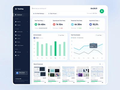 Tracking - Web App analytic app chart clean dashboard design designer hour report screencast time tracking ui uidesign ux uxdesign web web app web design website