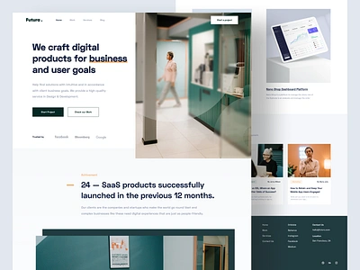 Futura - Landing Page agency app business clean company design designer digital agency green landing page portfolio page software company startup ui uidesign ux uxdesign web web design website