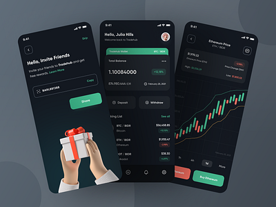 Tradehub - Mobile App android bitcoin design ethereum finance fintech invest investment ios mobile mobile app mobile design stock trade trading ui uidesign ux uxdesign wallet