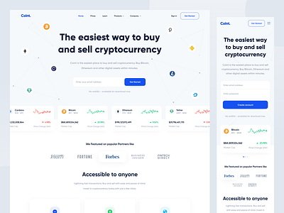 Coint - Landing Page bitcoin clean crypto cryptocurrency design designer invest investment landing page responsive stock trade trading ui uidesign ux uxdesign web web design website