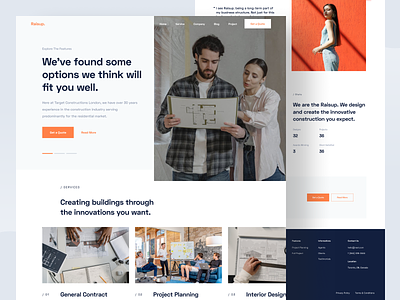 Raisup - Landing Page architecture building clean construction constructor design designer interface interior landing page orange residential ui uidesign ux uxdesign web web app web design website