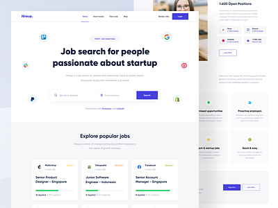 Hireup - Landing Page app clean design designer hiring job job list job seeker job site landing page minimal purple startup ui uidesign ux uxdesign web web design website