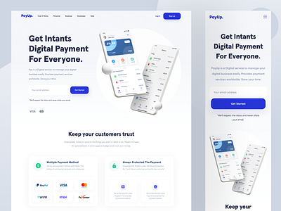 PayUp - Landing Page bank business clean design designer ewallet finance fintech landing page money payment responsive ui uidesign ux uxdesign wallet web web design website