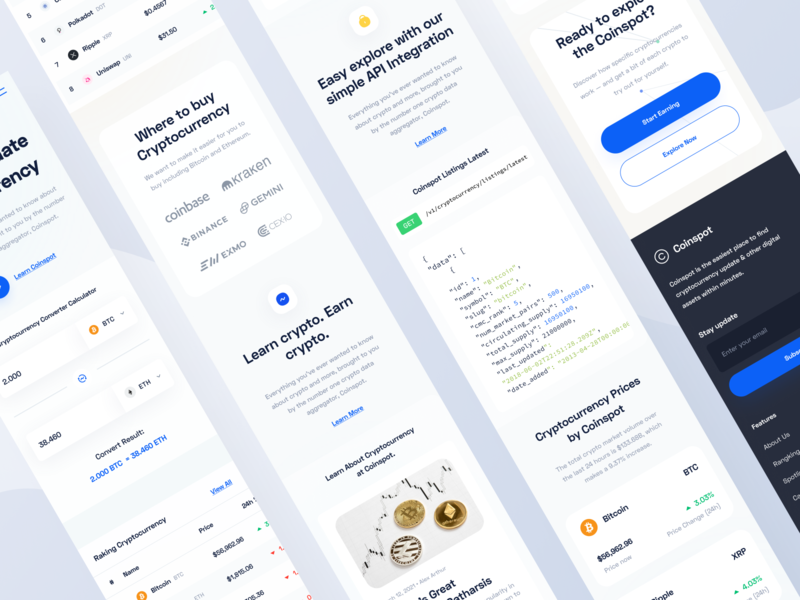 Coinspot - Responsive bitcoin clean coin crypto cryptocurrency design designer finance fintech landing page responsive stock trading ui uidesign ux uxdesign wallet web website