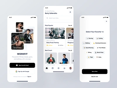 Workfit - Mobile App black categories category clean design designer fitness gym home ios login mobile mobile app signup sport ui uidesign ux uxdesign workout