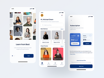 Ontari - E-Learning App UI Kit android branding clean course design designer elearning ios learn learning mobile product student teach ui ui8 uidesign uikit ux uxdesign