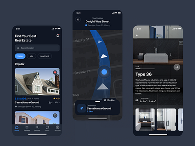 Hommie - Mobile App booking clean dark design designer graphic design home hotel house ios mobile mortgage real estate rent rent house ui uidesign uikit ux uxdesign