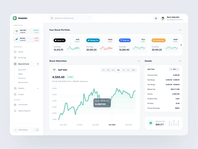 Invester - Web App balance clean crypto dashboard design designer finance financial invest investment money portfolio stock ui uidesign ux uxdesign web web app website