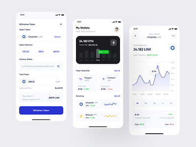 Invester - Mobile App bitcoin clean crypto cryptocurrency design designer eth finance financial fintech invest investment money stock transaction ui uidesign ux uxdesign wallet