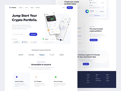 Invester - Landing Page bitcoin clean crypto cryptocurrency design designer eth finance financial fintech interaction landing page stock ui uidesign ux uxdesign web web app website
