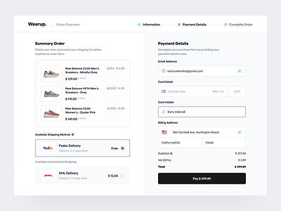 Checkout - Web App card check out checkout clean dashboard design designer order payment purchase ship shipping shoes ui uidesign ux uxdesign web app web design website