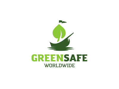 GREENSAFE boat branding design green inspiration leaf logo minimalism sail vector water waves