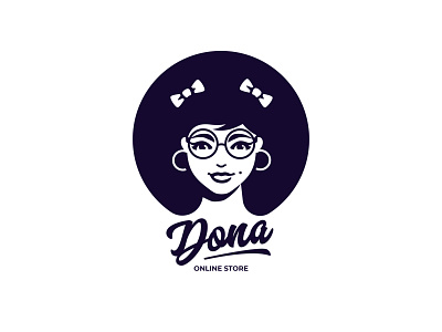 Dona bows branding eyes face girl glasses illustration inspiration logo minimalism negative space silhouette vector