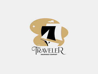 Traveler branding design inspiration logo minimalism negativespace sea ship silhouette vector wind