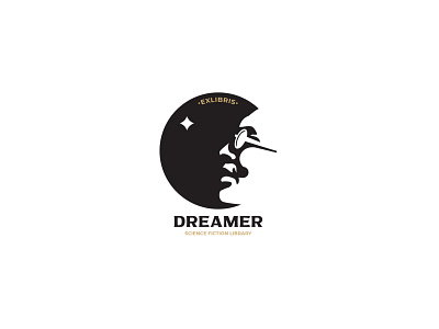 Dreamer branding design dream exlibris face illustration inspiration logo minimalism negativespace vector