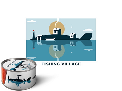 FISHING VILLAGE branding design fish illustration inspiration logo minimalism negativespace vector village