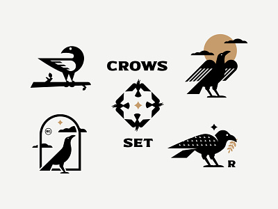 CROWS bird branding crow design illustration inspiration logo raven vector