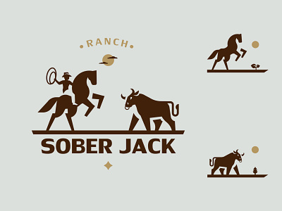 SOBER JACK RANCH branding bull design horse illustration inspiration logo vector