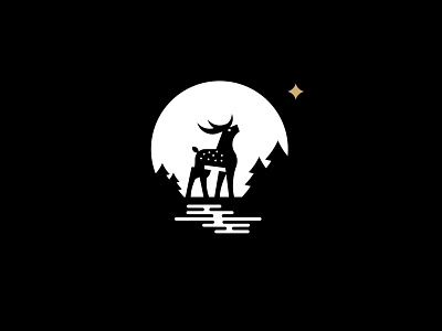 Deer branding deer design illustration inspiration logo night vector