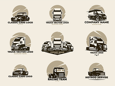 cars and trucks vector set car design illustration logo retro silhouette truck vector