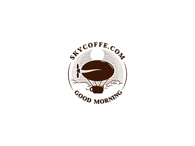 coffee logo clouds coffee dirigible grain logo mug propeller sign silhouette symbol