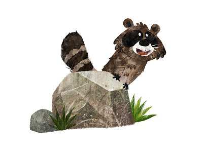 Who's hiding there? character characterdesign cute digital illustration raccon