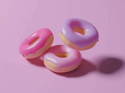 My first 3D donuts 3d 3d art 3d artist artist blender design designer digital donuts dribbble foot glue design illustration modeling pink