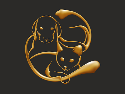 Gold Dog and cat animals cat dog gold jewel