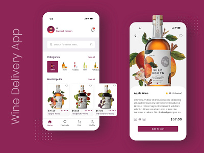 Wine Delivery Mobile App UI burger delivery ecommerce ecommerce app ecommerce design ecommerce shop fast food delivery food delivery groceries delivery medicine delivery mobile app ui design mockup online delivery package delivery parcel delivery pizza delivery presentation restaurant food delivery ui design uxdesign wine delivery app