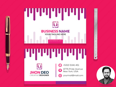 Corporate Creative Business Card business card clean colorful colour colourful corporate creative design elegant green mono name card pattern pink print print ready professional simple stylish