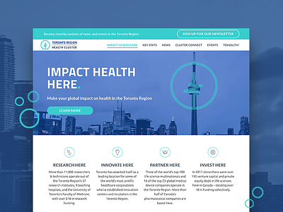 Toronto Region Health Cluster Website healthcare landing page medical product design rebrand sticky nav toronto ui ux website