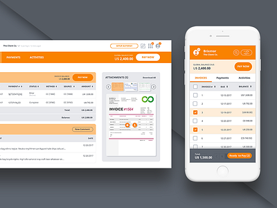 FinTech App - Versapay account card design dashboard fintech invoice organize pay receipt
