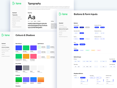 Lane Style Guide buttons colors fonts guide product design style frames style guide styling ui ux
