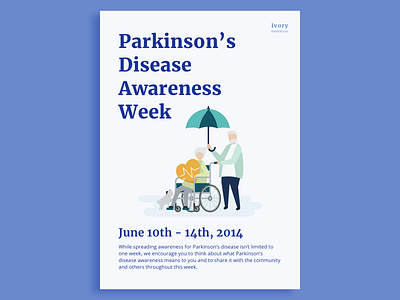 Parkinson's Disease Awareness clinic design flat healthcare illustration poster typography