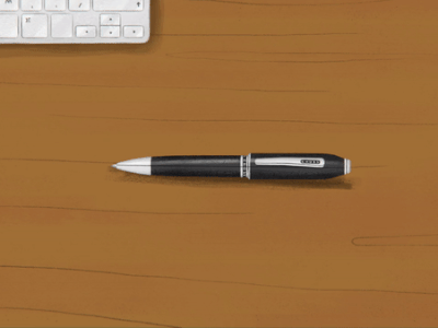 Pen Drop 2d animation 2d illustration animation concrete desk illustration motion graphics roll woodgrain