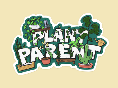 Plant Parent cactus comic design doodle fig tree flat illustration plant plant illustration plants procreate sketch typography