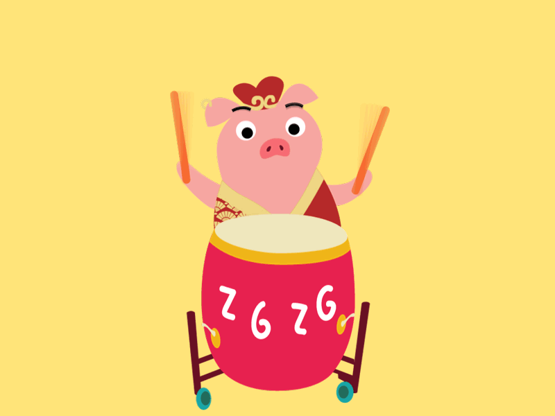 Happy new year of pig！ after effect charachter design loop animation motion animation motion graphic